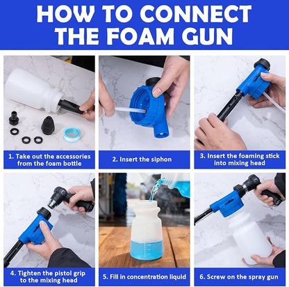 Car Wash Detailing Kit Cleaning Kits with Foam Gun Sprayer, Car Wash Brush and Large Wash Mitt Duster for Car Interior and Exterior Cleaning (Blue)