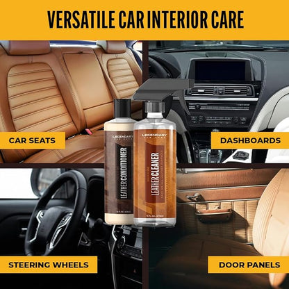 Legendary Leather Cleaner And Conditioner 16oz - Conditions, Cleans, & Protects Car Interior from UV - Multi Use Detailing Kit for Car Seats - Non-Greasy, Restores Leather