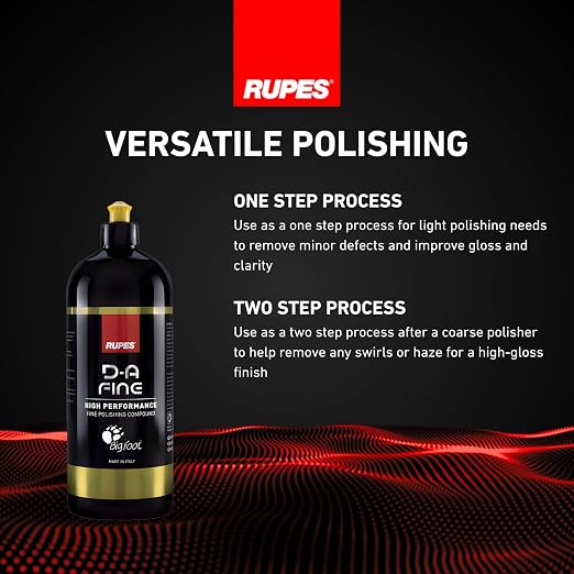 RUPES 9.DAFINE Pack of 1 1000 ml Yellow D-A Fine High Performance Polishing Compound for Car Detailing & Removing Scratches | Removes Fine Defects | Micro-Abrasive Technology | Removes Swirl Marks