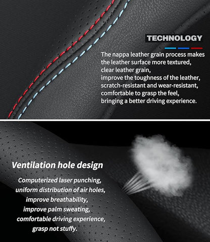 Deer Route Custom-Fit for Lincoln Steering Wheel Cover, Premium Leather Car Steering Wheel Cover with Logo, Non-Slip, Breathable, for Lincoln Accessories (A-Style,for Lincoln)