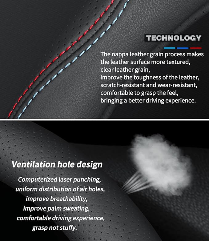 Deer Route Custom-Fit for Porsche Steering Wheel Cover, Premium Leather Car Steering Wheel Cover with Logo, Non-Slip, Breathable, for Porsche Accessories (D-Style,for Porsche)