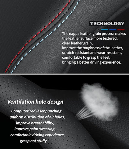 Deer Route Custom-Fit for Toyota Steering Wheel Cover, Premium Leather Car with Logo, Non-Slip, Breathable, Accessories (A-Style, Toyota)