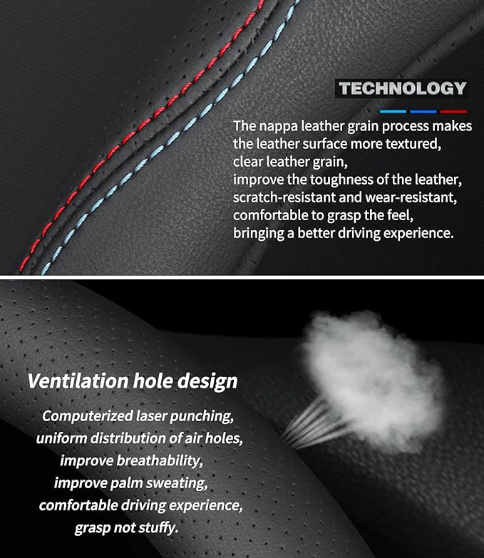 Deer Route Custom-Fit for Subaru Steering Wheel Cover, Premium Leather Car with Logo, Non-Slip, Breathable, Accessories (C-Style, Subaru)