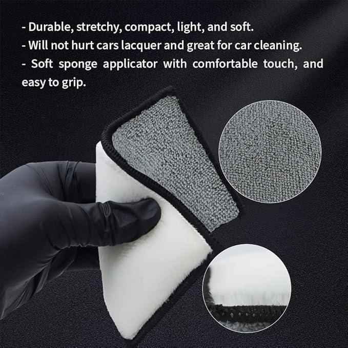 Car Interior Scrubbing Sponge, Microfiber Car Wax Applicator Scrubber Pad, Car Detailing Microfiber Interior Scrub Pad,Washing Sponges for Car, Boat, Wood, Marble and Motorcycle - 6pcs (gray)
