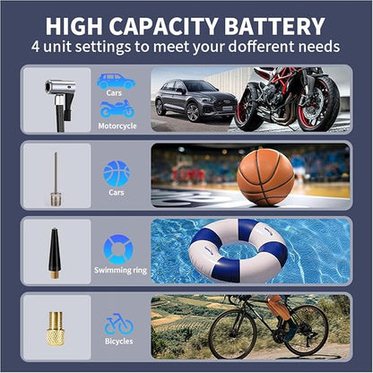 Car Jump Starter with Air Compressor 4000A Peak Battery Jump Starter 14.8V,150PSI Inflator Auto Booster 15000MA Jump Box (up to 10L Gas,8L Diesel Engine),LED Light with Quick Charger USB & Type C