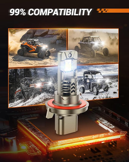 SEALIGHT H13/9008 LED Bulbs, 50,000LM 10X Super Brighter, 1:1 Mini Size, 6500K Cool White, 70,000Hrs Long Service Life with Cooling Fan, Plug and Play, Pack of 2
