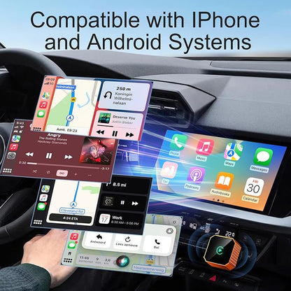 2026 Upgraded Mini Wireless CarPlay Adapter for Android Auto & Apple CarPlay, Plug & Play, Fast and Auto Connect, No Latency 2 in 1 Car Play Wireless Adapter for iPhone iOS 10+ & Android 11+