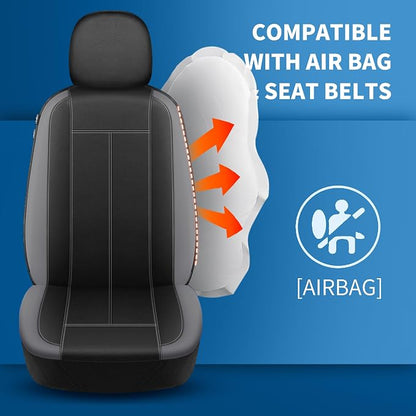 HChengkikz Car seat Covers Front Seat, Waterproof Neoprene Seat Covers, Airbag Compatible, Universal Fit Automotive Seat Covers for Most Cars, Trucks, SUVs (Black + LightGray)