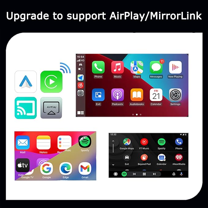 Wireless CarPlay Adapter 4-in-1,2026 Upgraded Screen Mirroring,Support Mirror Link/AirPlay for Apple CarPlay & Android Auto,for Cars with Wired CarPlay, Fast Auto-Connection, Plug & Play-Orange