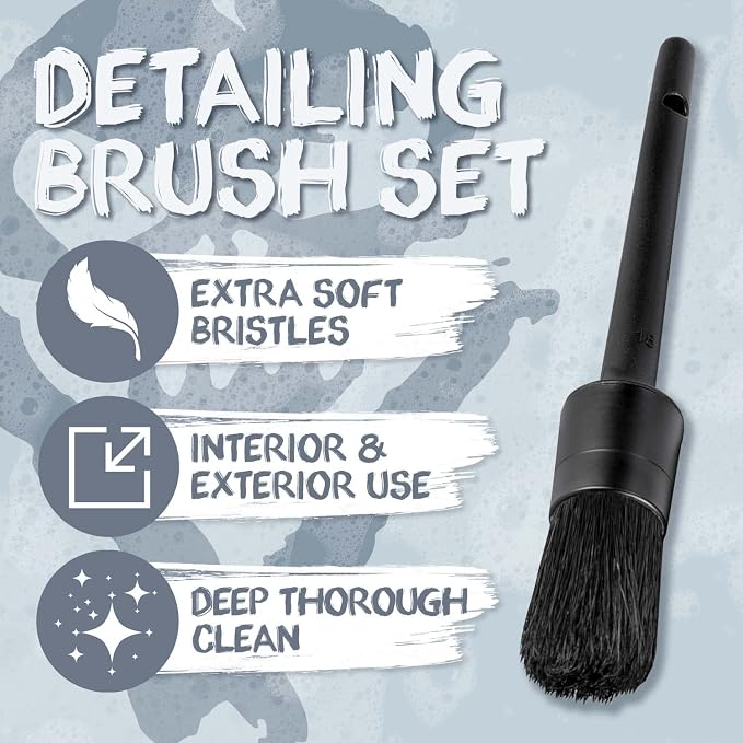 Voodoo Ride ® VR-1028 Five-Piece Detailing Brush Set Synthetic Bristles for Interior/Exterior use