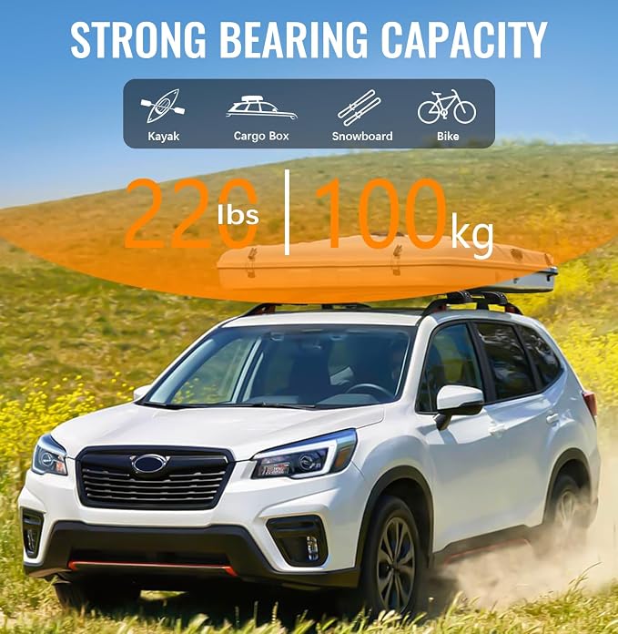 300lbs Lockable Roof Rack Cross Bars Compatible with 2014-2026 Subaru Forester (Not for Wilderness), Aluminum Roof Rails Crossbar for Rooftop Cargo Bars Luggage Kayak Bike Racks