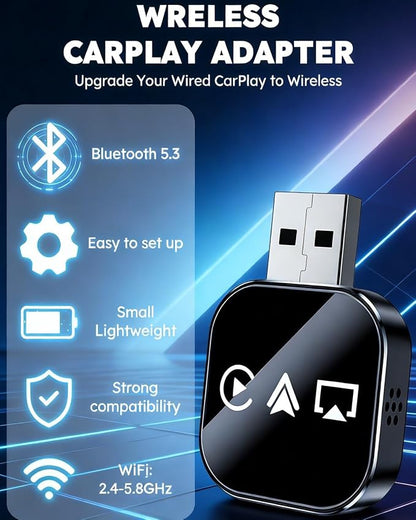 Wireless Carplay Adapter to Play TV on Car Screen 3 in 1 USB A/C Android Auto Bluetooth Video Box Screen Mirror iOS Phone Wired to Wireless Screen Mirroring Car Play Accessories for iPhone