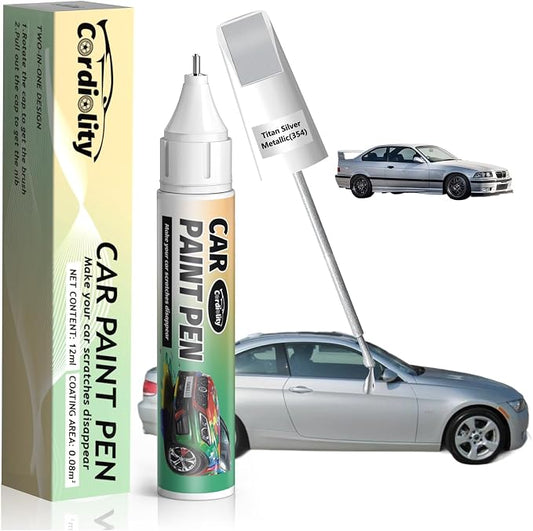 354 Titan Silver Metallic Touch Up Paint for BMW, Color Accurate Car Paint Scratch Repair Pen, Quick & Easy Fix Automotive Chips and Nicks