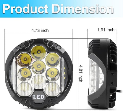 LIGBT 4PCS 5 Inch Round LED Offroad Light with DRL 90W LED Light Pods 270° Wide Range Super Bright White Side Shooter for Pickup Truck ATV UTV SUV