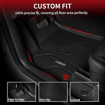 LASFIT Floor Mats for Tesla Model X 6 Seater & Model X Plaid 2026 2025 2024 2023 2022 2021, All Weather TPE Custom Fit Floor Liners 1st & 2nd & 3rd Front & Rear Row Car Mats, Black