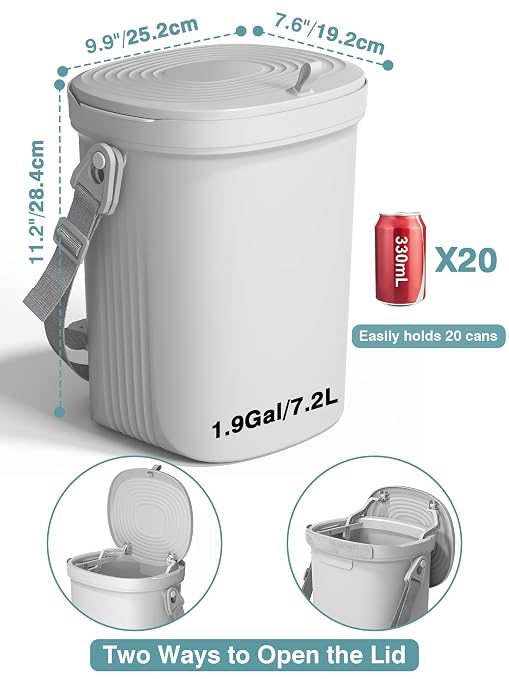 Garoopion Waterproof Car Garbage Can, 1.9 Gallon Soft Silicone Hanging Trash Can for Car with Lid, Easy to Clean Multi-Purpose Automotive Garbage Bin