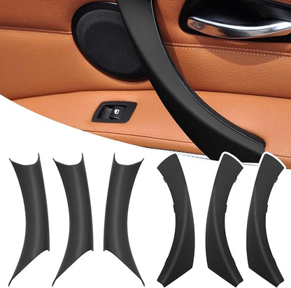 Compatible with BMW 3 Series Door Handle Covers E90/E91/E92/E93 2004-2011,6PCS Left and Right Passenger Interior Door Pull Handle Set for BMW 318i,320i,323i,325i,328i,330i,335i(Black)