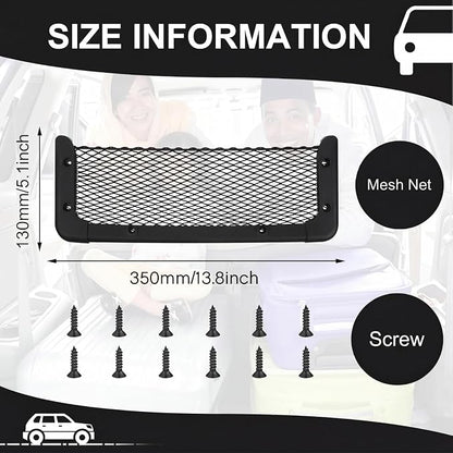 Frienda 2 Pcs ABS Plastic Frame Car Storage Net Bag Phone Car Mesh Net Holder RV Storage Boat Cargo Pocket Organizer Framed Mesh Pocket with Screws for Auto RV (13.8 x 5 Inch)