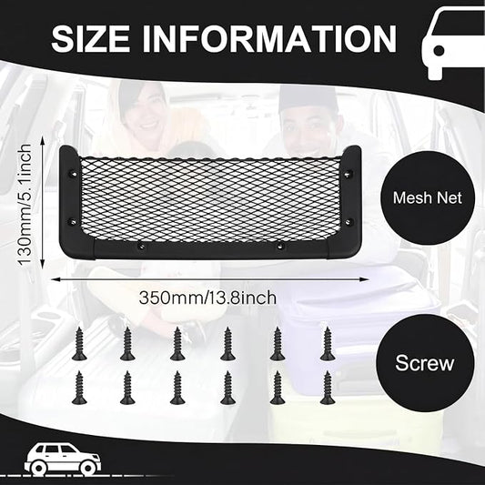 Frienda 2 Pcs ABS Plastic Frame Car Storage Net Bag Phone Car Mesh Net Holder RV Storage Boat Cargo Pocket Organizer Framed Mesh Pocket with Screws for Auto RV (13.8 x 5 Inch)