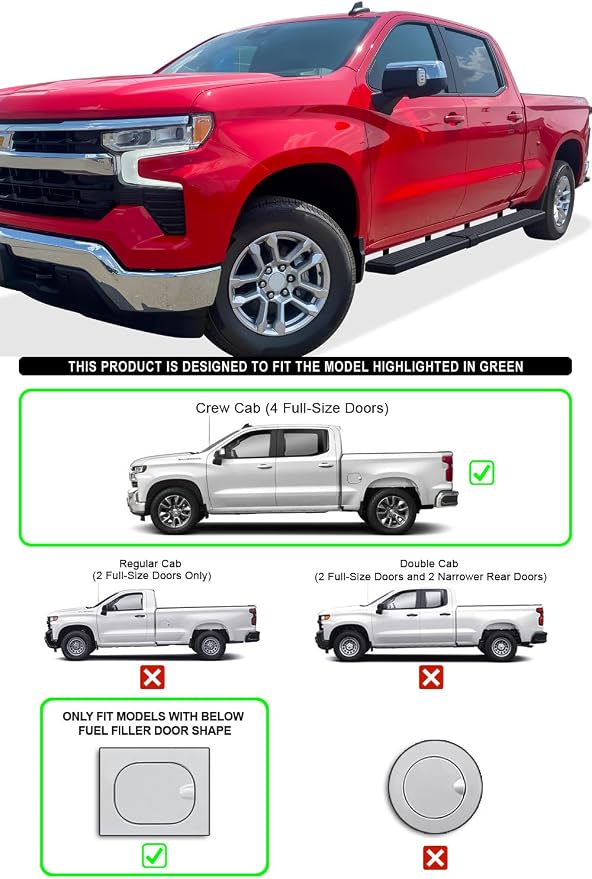 APS (Stainless Steel 6in Wheel to Wheel) Bars Compatible with Chevy Silverado GMC Sierra 1500 2019-2026 Crew Cab 6.5ft Bed & 2500 HD 3500 HD 2020-2026 (Silverado 1500 LTD Sierra 1500 LD 2022)