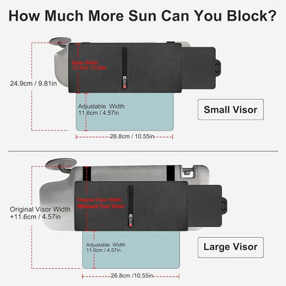 Veharvim Sun Visor Extender for Car (Zipper Slider& Prevents Fingerprints, UV400, PC Lens), Visor Extender Attachment for Car Visor, Anti-Glare for Safe Driving (Driver Side)