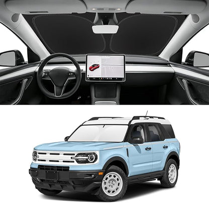 Custom Fit Windshield Sun Shade for Ford Bronco Sport 2021-2026, Blocks UV & Heat, Front Window Sunshade Accessories, Easy Fold & Store Keep Your Car Cooler