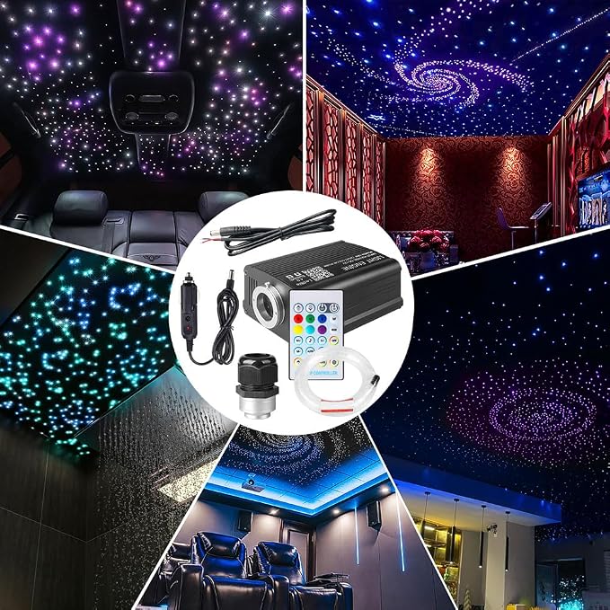 Twinkle Starlight Headliner Light,16W 500pcs 6.5ft LED Star Ceiling Fiber Optic Light Kit APP/Remote Control for Car/Home/Party