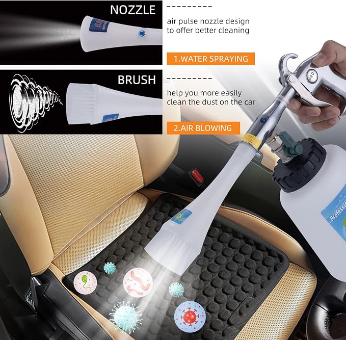 GOCCIDA 8 Car Cleaning Kit, Car Detailing Kit Cleaning Works with Air Compressor (Sponge Cloth + 5 x Brush Tips + Replacement Hose) 8 Parts Car Cleaning kit