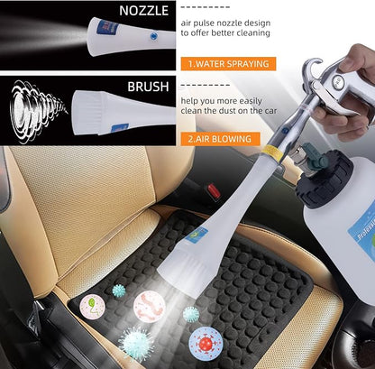 GOCCIDA 8 Car Cleaning Kit, Car Detailing Kit Cleaning Works with Air Compressor (Sponge Cloth + 5 x Brush Tips + Replacement Hose) 8 Parts Car Cleaning kit
