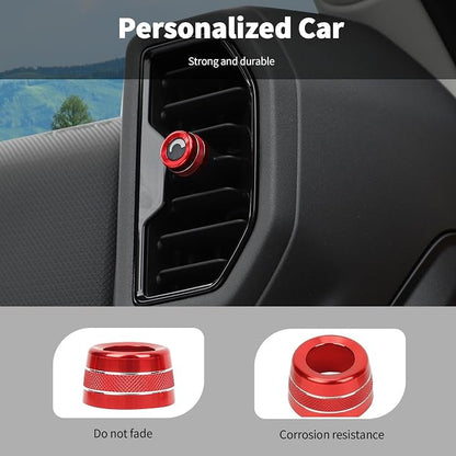 Linskip Aluminum Vent Knob Covers Compatible with Ford Bronco Sport 2021-2024, Dash Air Vent Knob Trim Kit for Bronco Sport Interior Accessories(Red)
