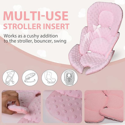 Infant Carseat Insert, 2-in-1 Reversible Baby Car Seat Cushion for Newborn Toddler Head & Body Support Car Seat Pad for Carseats, Strollers, Swings, Bouncers