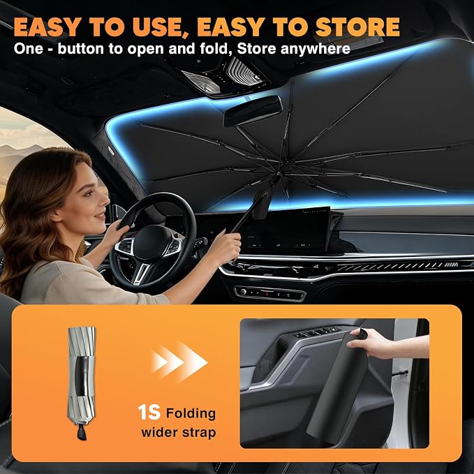 KUST Sun Shade Umbrella for 2017-2022 Honda CRV CR-V CR V | Custom Fit Windshield Sunshade | Foldable Sunshade with Bendable Handle | Blocks Heat & UV Scratch Resistant Keep Your Car Cool Sunshield