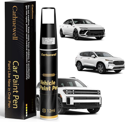 (W8/WW8) Quartz White Pearl Tricoat Touch Up Paint Compatible with Hyundai, Exact Match Car Paint Pen Automotive Scratch Repair Remover Kit Quick & Easy Solution for Vehicle Chips and Nicks