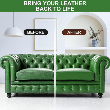 STARTSO WORLD Leather Recoloring Balm, Pine Green Leather Repair Kit for Furniture, Leather Dye, Leather Color Restorer for Couches, Leather Couch Paint | Repair, Restore & Renew Old, Faded Leather