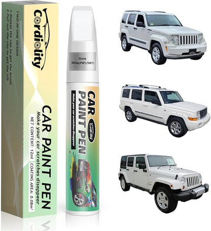 Car Touch Up Paint Stone White(PW1/SW1) for Jeep, Color Accurate Car Scratch Repair Remover Pen Fix Auto Paint Chips and Nicks