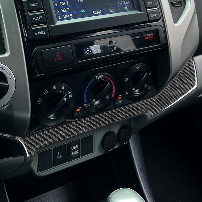 NVCNX Real Premium Carbon Fiber for Toyota 2nd Gen Tacoma Accessories 2012-2015 2013 2014 Car Dash Central Panel Strip Cover Interior Trim Thick Overlay Sticker Decal 1PC