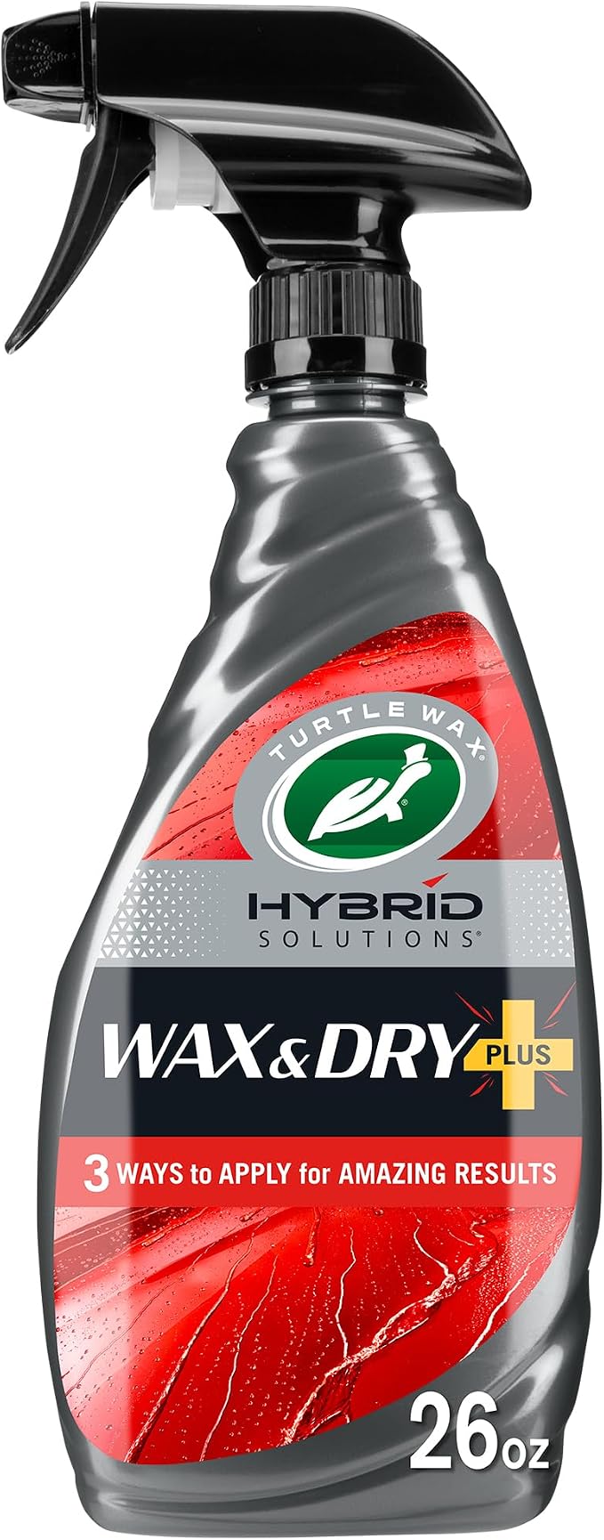 Turtle Wax Hybrid Solutions Wax & Dry Plus, Spray On Car Wax for High Gloss Shine and Ceramic Coating Protection For Paint, Wheels, Glass & More, Easy Versitile Application, 26 oz (Pack of 1)