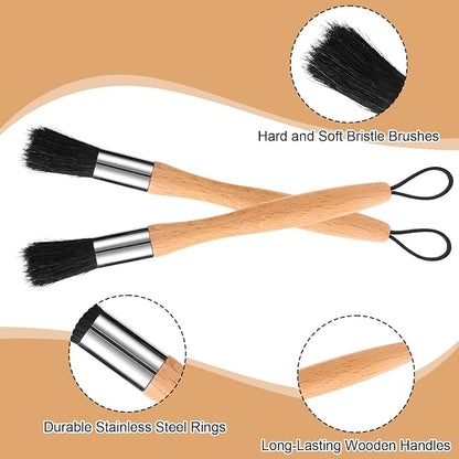 Lyreh 2pcs Auto Parts Cleaning Brushes, Wood Handle Detailing Cleaner Brushes with Lanyard for Cleaning Automotive Engine Car Motors Machinery