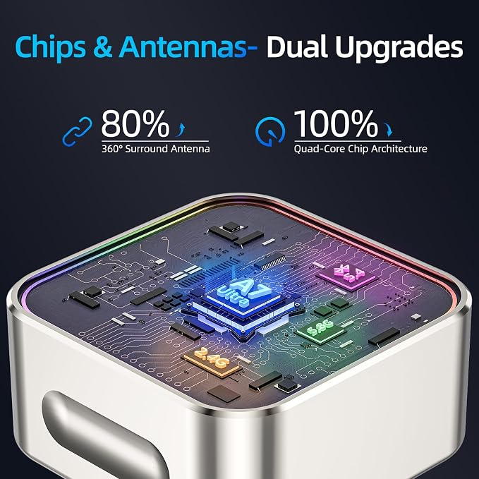 Wireless Apple CarPlay Adapter, 5.8G Quad-Core Chip No Latency, Aerospace Silicone Cooling, Zn-Alloy & Diamond Panel, Plug & Play Wired to Wireless CarPlay Adapter