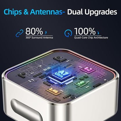 Wireless Apple CarPlay Adapter, 5.8G Quad-Core Chip No Latency, Aerospace Silicone Cooling, Zn-Alloy & Diamond Panel, Plug & Play Wired to Wireless CarPlay Adapter