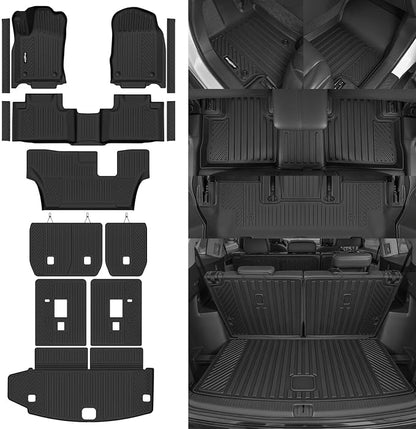Floor Mats for Dodge Durango 7 Seats/Bench Seats 2016-2025 2026, Trunk Mat and Backrest Mats & Door Sill Guard All Weather TPE Protector for Dodge Durango Accessories