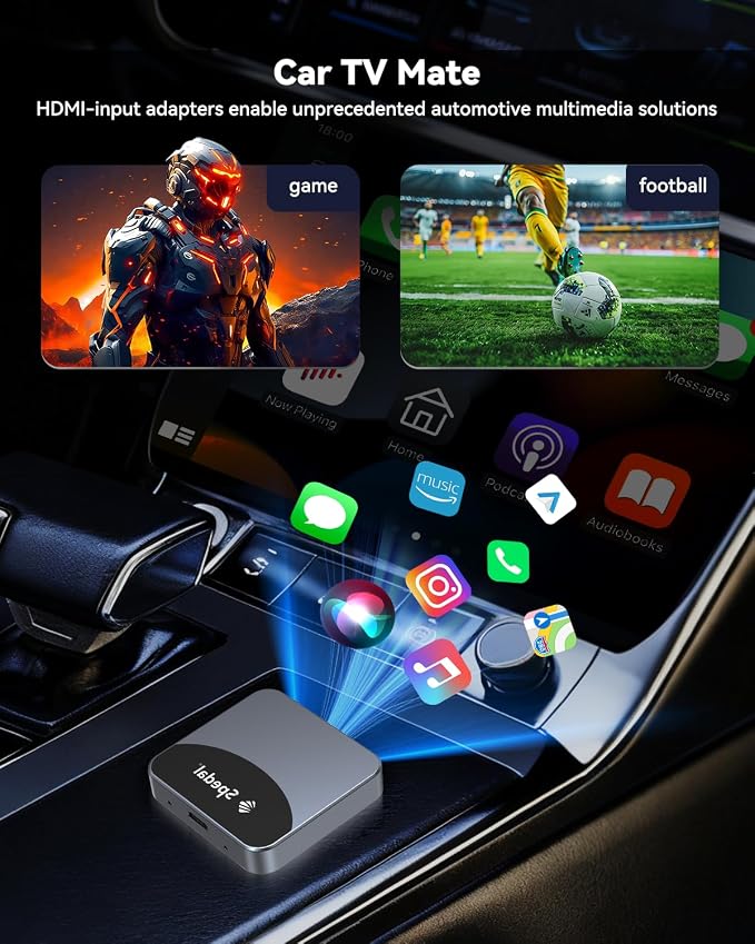 Spedal Car TV Adapter | CarPlay AI Box with YouTube, HDMI Input for TV Stick/Game Console, Wireless CarPlay Adapter, Android Magic Box for Cars with Wired CarPlay
