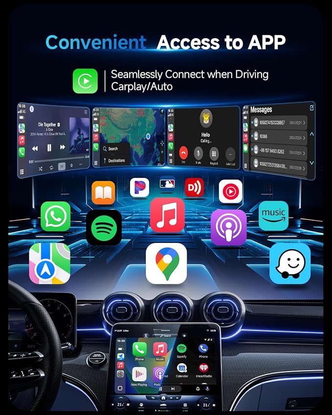 2 in 1 Wireless Carplay Adapter for iPhone Apple & Android Auto Wireless Adapter, [0 Delay & Stable Transmission] 5.8GHz Dual-Core Smart Chip Plug & Play Phone for iOS 10+/Android 11+ 2025 Black