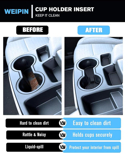 for 4PCS Center Console Water Cup Holder Insert Non-Slip Rubber Mats Compatible with Split-Bench Folding Seat 2019-2026 Chevy Silverado/GMC Sierra 1500&2024-2026 Silverado&Sierra 2500HD/3500HD