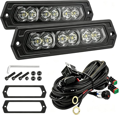 Flush Mount LED Pods LED Work Light Bumper Grill Mount Backup Reverse Light | Flush Mount Led Fog Light with Wiring Harness Kit Spot Beam Driving Backup Fog Lamp Off Road Light for Truck UTV ATV 4x4 Car