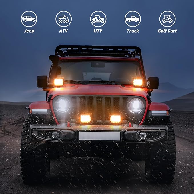 Nilight 4Inch Off-Road LED Light Bar, 2PCS 60W 3 Lighting Modes (White/Amber/White&Amber) Driving Fog Light Spot Flood Lights with 18AWG Wiring Harness for Truck Car ATV SUV Jeep Boat