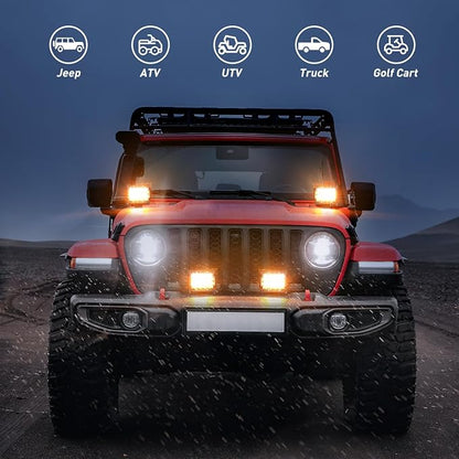 Nilight 4Inch Off-Road LED Light Bar, 2PCS 60W 3 Lighting Modes (White/Amber/White&Amber) Driving Fog Light Spot Flood Lights with 18AWG Wiring Harness for Truck Car ATV SUV Jeep Boat