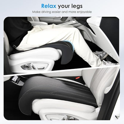 FLORICH Car Seat Extender Leg Extender Support Cushion for Driver Seats Office Chair, Leather Carseat Leg Support for Long Drivers Universal Car Seat Cushion Legs Rest Pads-Warm Black