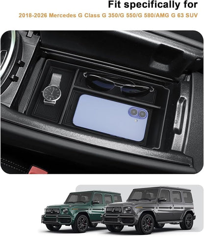 ECOZEN Center Console Organizer For 2018-2026 Mercedes G Class SUV G 350/G 550/G 580/AMG G 63 - Armrest Box Storage Tray Compatible with 2018-2026 Mercedes G Wagon Accessories Armrest Organizer ABS