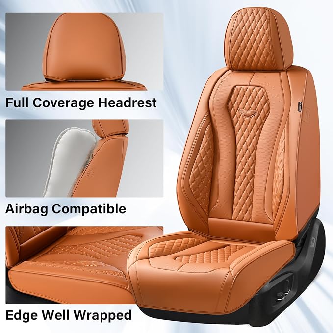 Coverado Car Seat Covers Full Set, Brown Seat Covers, Automotive Car Seat Cover, Car Seat Covers Front Seats Back Seat Covers, Car Seat Protector Universal Fit Most Cars
